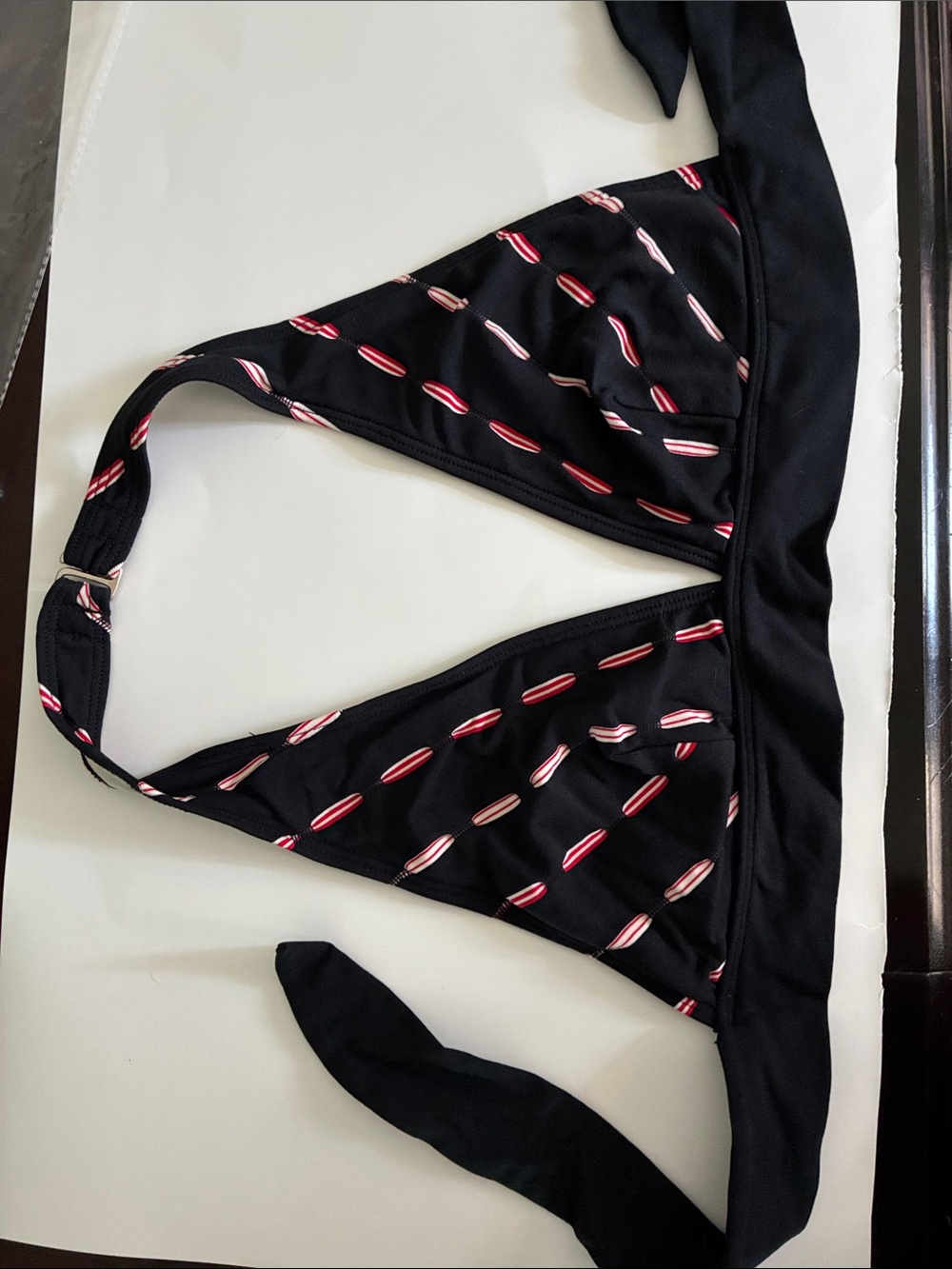 La Blanca Black Bikini Top with Red Accent Print